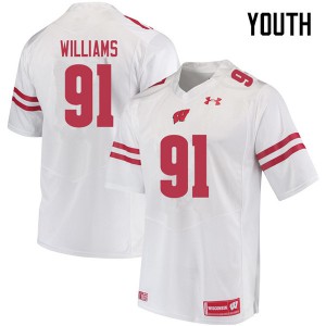 #91 Bryson Williams Badgers Youth Embroidery Jersey White