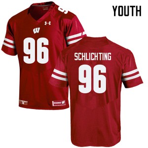 #96 Conor Schlichting Wisconsin Badgers Youth NCAA Jerseys Red