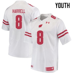 #8 Deron Harrell University of Wisconsin Youth High School Jersey White