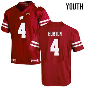 #4 Donte Burton Wisconsin Badgers Youth High School Jersey Red