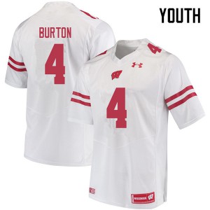 #4 Donte Burton Wisconsin Badgers Youth Official Jerseys White