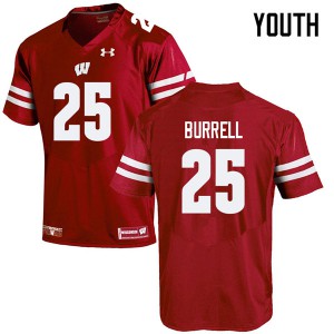 #25 Eric Burrell Badgers Youth College Jersey Red
