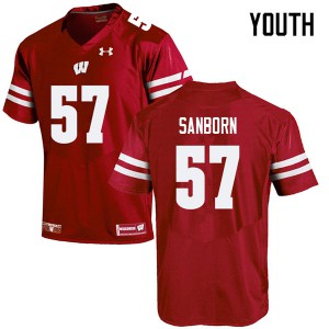 #57 Jack Sanborn Badgers Youth University Jerseys Red