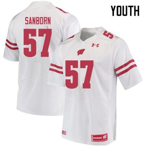 #57 Jack Sanborn University of Wisconsin Youth Official Jerseys White