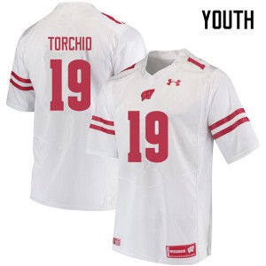 #19 John Torchio University of Wisconsin Youth Stitched Jerseys White