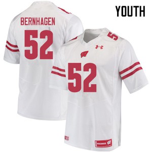 #52 Josh Bernhagen Wisconsin Badgers Youth NCAA Jersey White