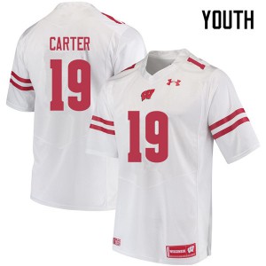 #19 Nate Carter Wisconsin Badgers Youth College Jerseys White