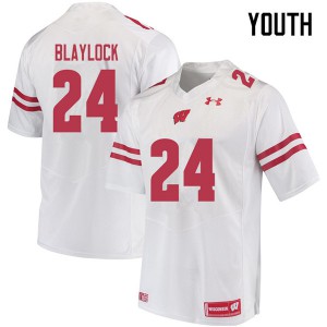 #24 Travian Blaylock Wisconsin Badgers Youth University Jersey White