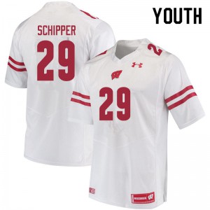 #29 Brady Schipper Wisconsin Youth NCAA Jerseys White