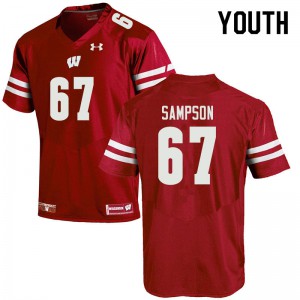#67 Cormac Sampson UW Youth College Jerseys Red