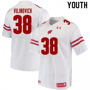 #38 Andy Vujnovich Badgers Youth Stitched Jersey White