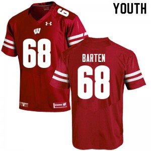 #68 Ben Barten Badgers Youth Football Jerseys Red