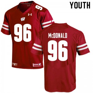 #96 Cade McDonald University of Wisconsin Youth Football Jersey Red