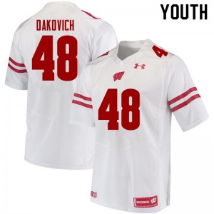 #48 Cole Dakovich Badgers Youth Football Jerseys White