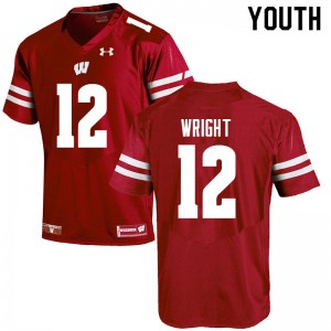 #12 Daniel Wright University of Wisconsin Youth High School Jerseys Red