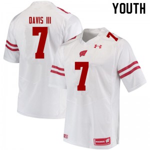 #7 Danny Davis III Wisconsin Badgers Youth Football Jersey White