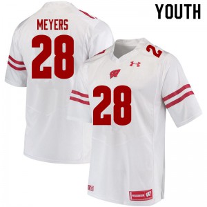 #28 Gavin Meyers UW Youth NCAA Jersey White