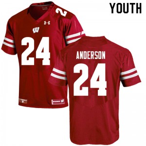#24 Haakon Anderson Wisconsin Badgers Youth NCAA Jerseys Red