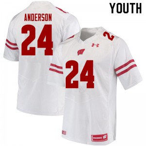 #24 Haakon Anderson University of Wisconsin Youth Football Jersey White