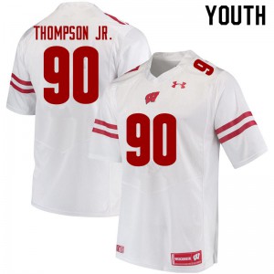 #90 James Thompson Jr. Wisconsin Badgers Youth College Jerseys White