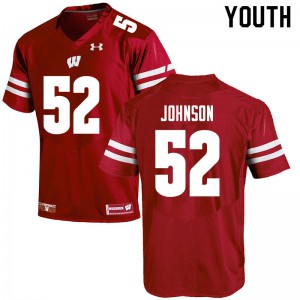 #52 Kaden Johnson University of Wisconsin Youth Football Jersey Red