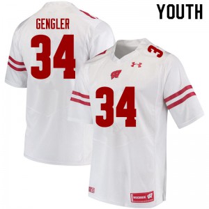#34 Ross Gengler Wisconsin Badgers Youth Football Jerseys White