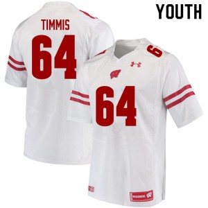 #64 Sean Timmis Wisconsin Youth NCAA Jerseys White