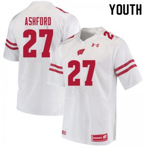 #27 Al Ashford Wisconsin Youth NCAA Jerseys White