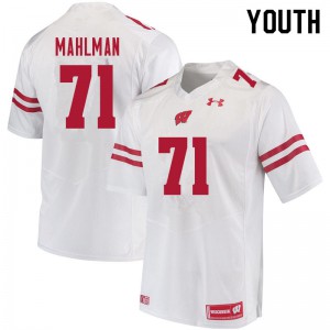 #71 Riley Mahlman University of Wisconsin Youth NCAA Jersey White