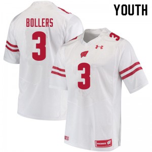 #3 T.J. Bollers UW Youth Embroidery Jersey White
