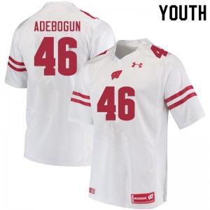 #46 Ayo Adebogun Wisconsin Badgers Youth Embroidery Jerseys White