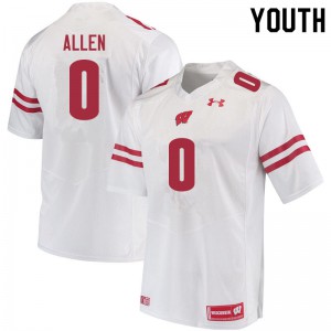 #0 Braelon Allen Wisconsin Badgers Youth Player Jerseys White