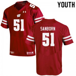#51 Bryan Sanborn Badgers Youth Player Jersey Red