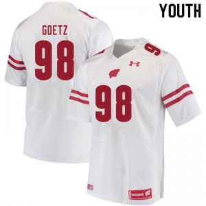 #98 C.J. Goetz University of Wisconsin Youth Stitched Jersey White