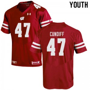 #47 Clay Cundiff Wisconsin Badgers Youth Embroidery Jersey Red