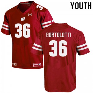#36 Grover Bortolotti Badgers Youth University Jersey Red