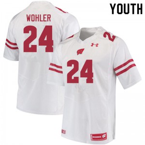 #24 Hunter Wohler Badgers Youth High School Jersey White