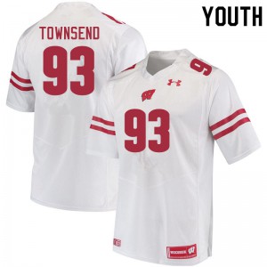 #93 Isaac Townsend Wisconsin Badgers Youth Official Jersey White