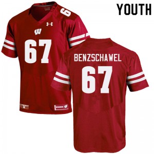 #67 JP Benzschawel Wisconsin Badgers Youth NCAA Jerseys Red