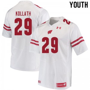 #29 Jackson Kollath UW Youth Embroidery Jerseys White