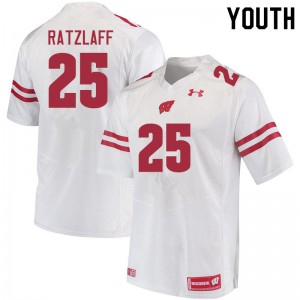 #25 Jake Ratzlaff Badgers Youth High School Jersey White
