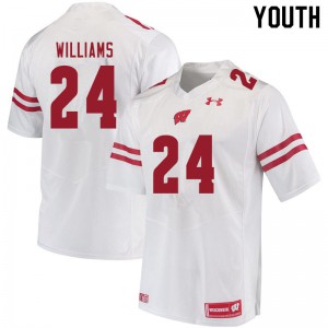#24 James Williams University of Wisconsin Youth NCAA Jersey White