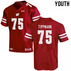 #75 Joe Tippmann University of Wisconsin Youth High School Jersey Red