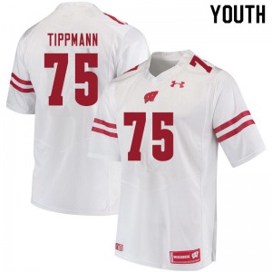 #75 Joe Tippmann University of Wisconsin Youth Stitched Jersey White