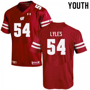 #54 Kayden Lyles University of Wisconsin Youth Embroidery Jersey Red