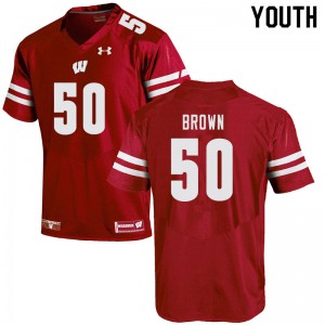 #50 Logan Brown UW Youth Stitch Jerseys Red