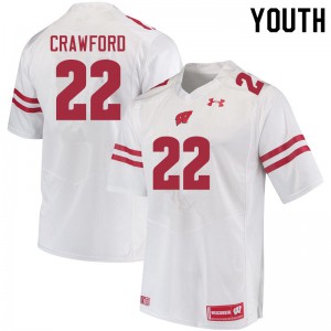 #22 Loyal Crawford Badgers Youth Official Jerseys White