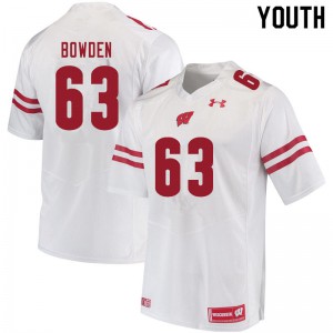 #63 Peter Bowden University of Wisconsin Youth Embroidery Jersey White