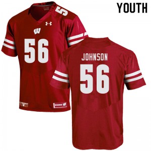 #56 Rodas Johnson University of Wisconsin Youth High School Jersey Red