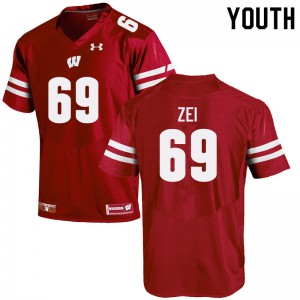 #69 Zach Zei Wisconsin Youth Stitch Jersey Red